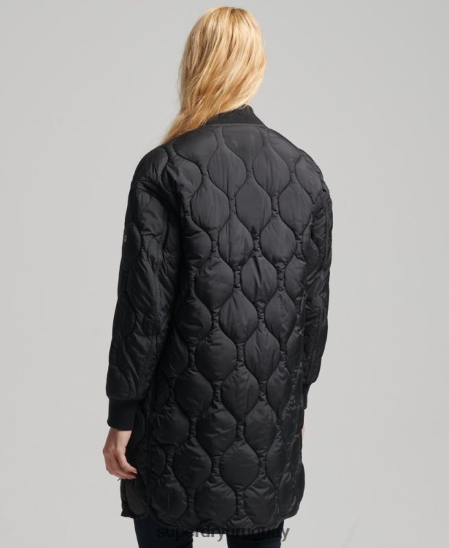 uy Superdry mujer abrigo acolchado con botones negro DT2N8Z3798 ropa