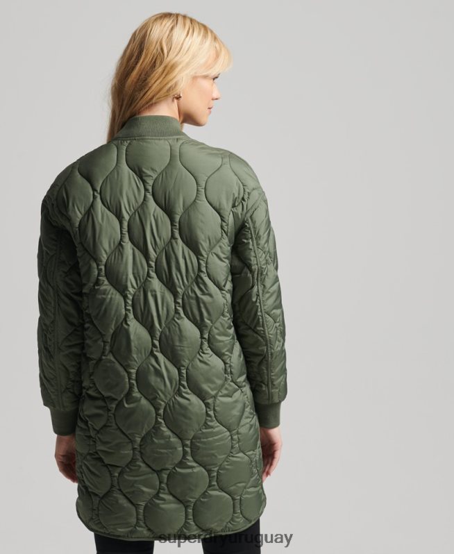 uy Superdry mujer abrigo acolchado con botones verde DT2N8Z3799 ropa