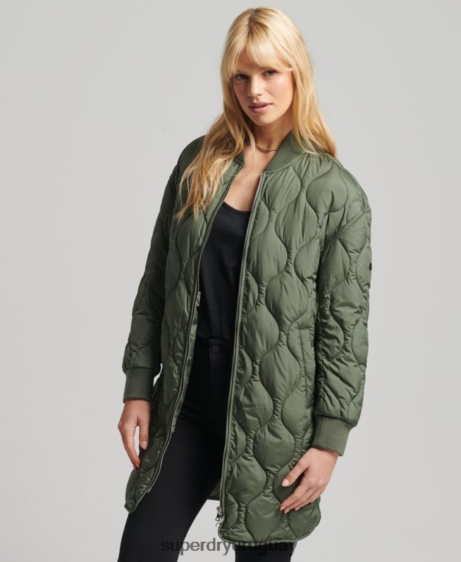uy Superdry mujer abrigo acolchado con botones verde DT2N8Z3799 ropa
