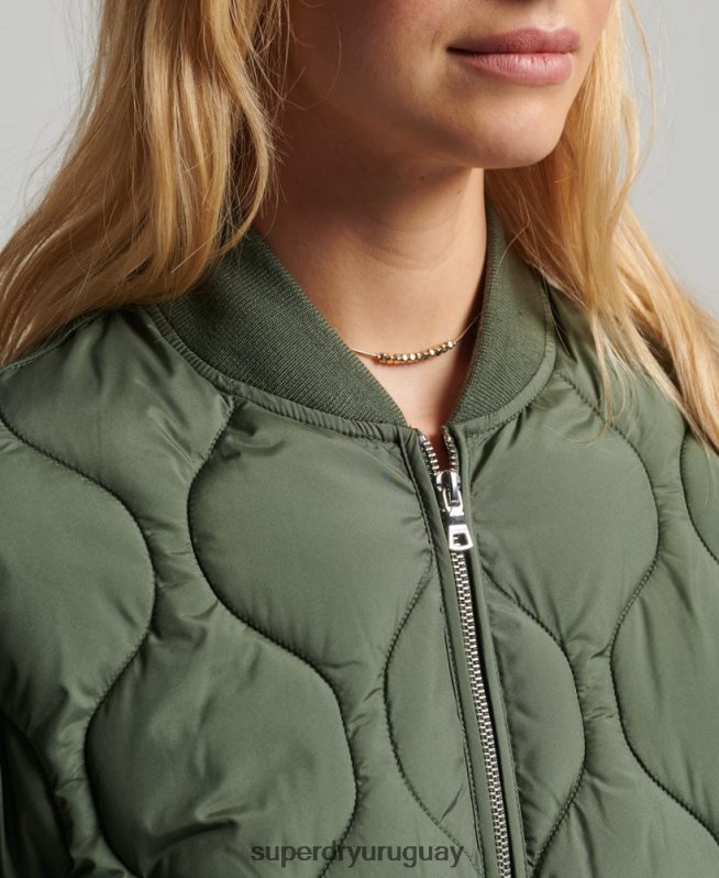 uy Superdry mujer abrigo acolchado con botones verde DT2N8Z3799 ropa