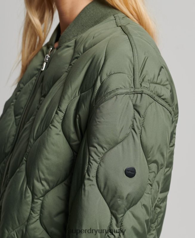 uy Superdry mujer abrigo acolchado con botones verde DT2N8Z3799 ropa