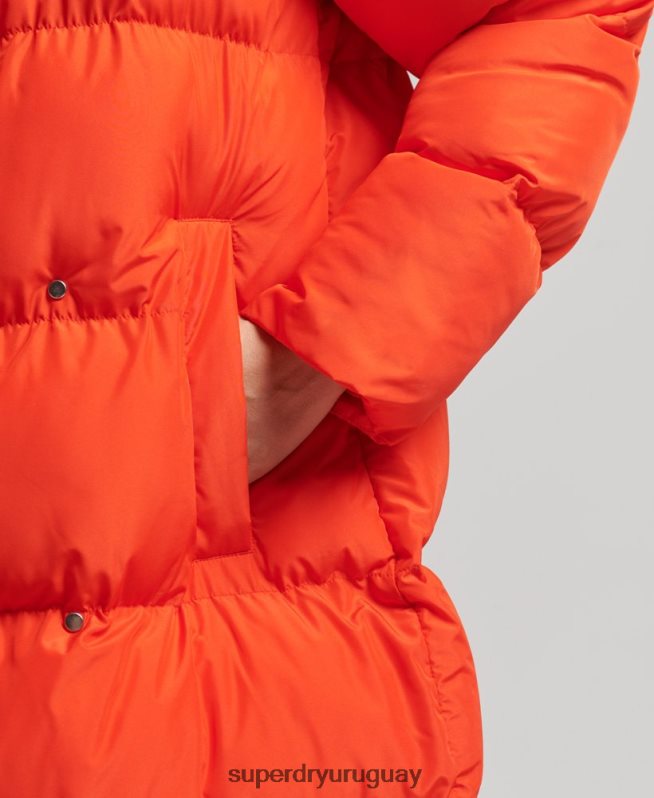 uy Superdry mujer abrigo acolchado con palangre naranja DT2N8Z3602 ropa