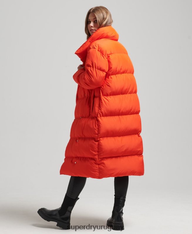 uy Superdry mujer abrigo acolchado con palangre naranja DT2N8Z3602 ropa