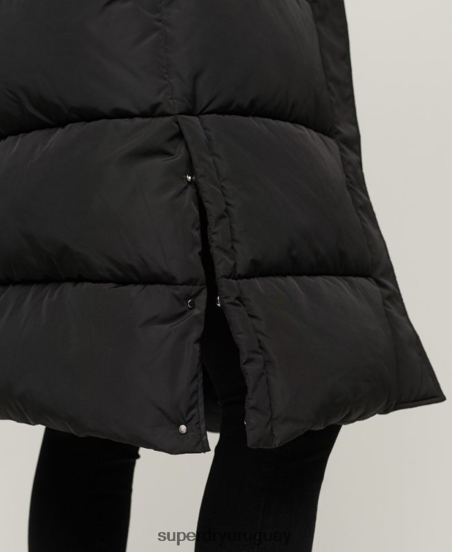 uy Superdry mujer abrigo acolchado con palangre negro DT2N8Z3571 ropa