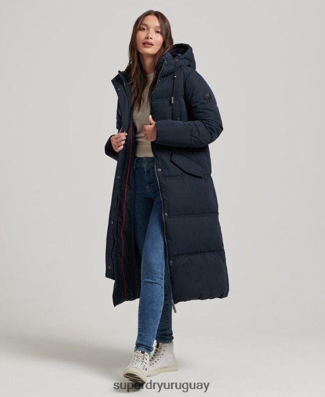 uy Superdry mujer abrigo acolchado de microfibra con capucha Armada DT2N8Z3814 ropa