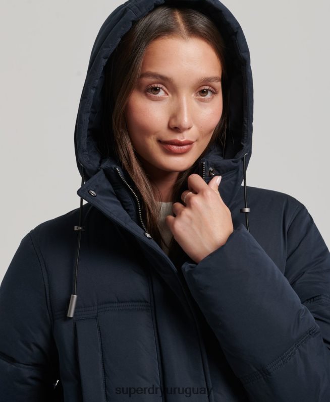 uy Superdry mujer abrigo acolchado de microfibra con capucha Armada DT2N8Z3814 ropa