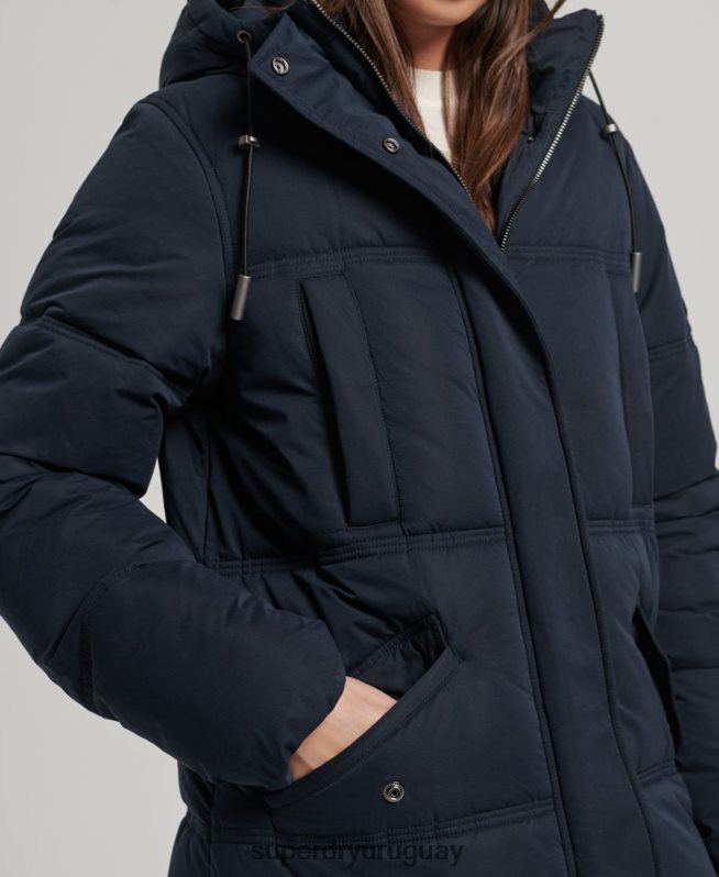 uy Superdry mujer abrigo acolchado de microfibra con capucha Armada DT2N8Z3814 ropa