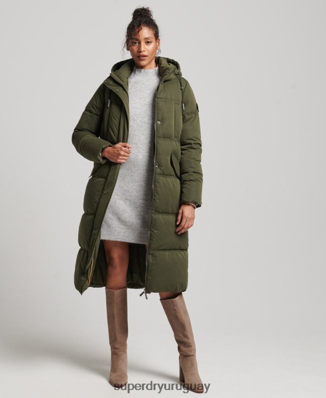uy Superdry mujer abrigo acolchado de microfibra con capucha verde DT2N8Z3732 ropa
