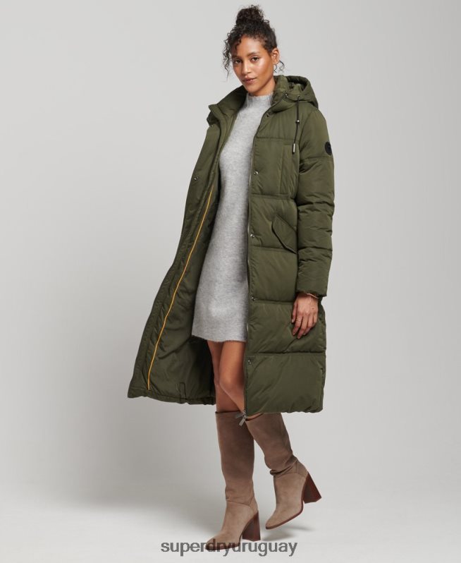 uy Superdry mujer abrigo acolchado de microfibra con capucha verde DT2N8Z3732 ropa