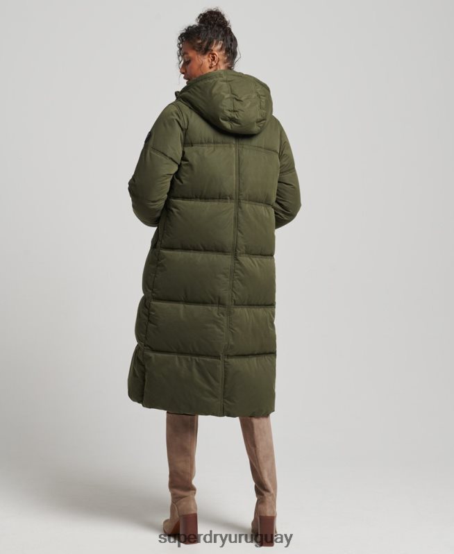 uy Superdry mujer abrigo acolchado de microfibra con capucha verde DT2N8Z3732 ropa