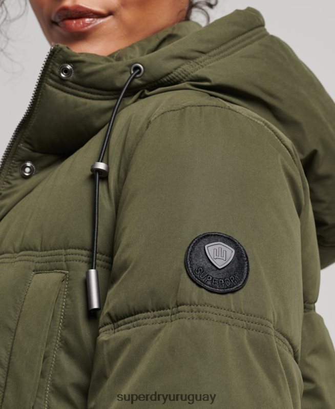 uy Superdry mujer abrigo acolchado de microfibra con capucha verde DT2N8Z3732 ropa