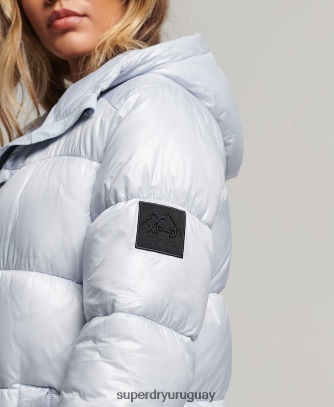 uy Superdry mujer abrigo acolchado deportivo xpd azul claro DT2N8Z3745 ropa