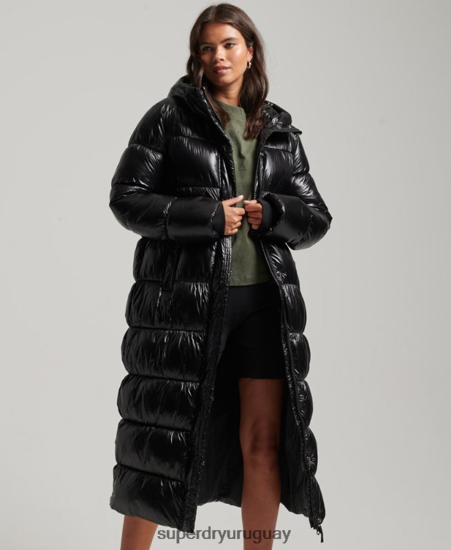 uy Superdry mujer abrigo acolchado deportivo xpd negro DT2N8Z3683 ropa