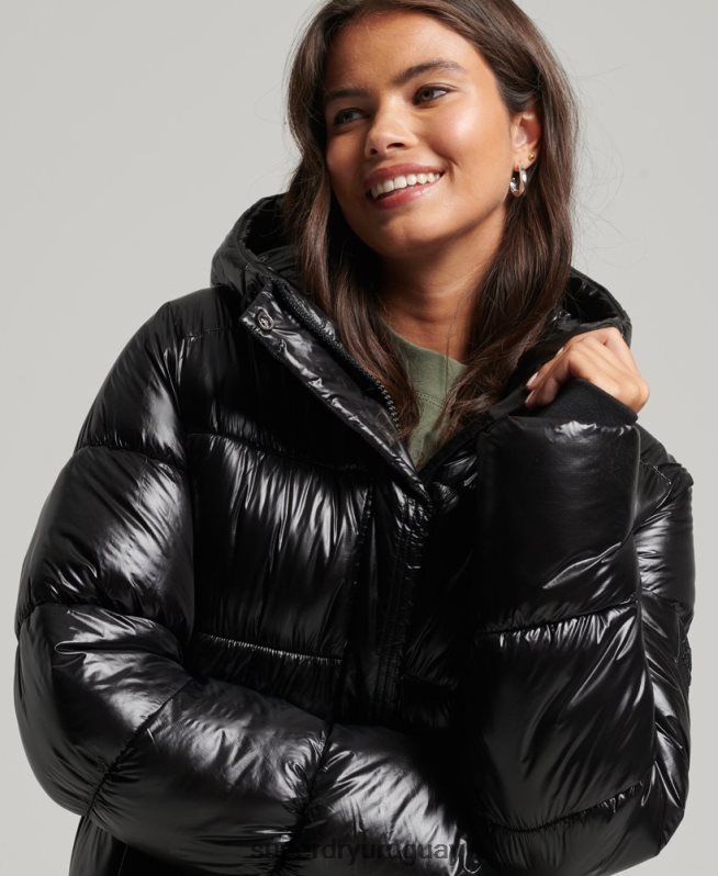uy Superdry mujer abrigo acolchado deportivo xpd negro DT2N8Z3683 ropa