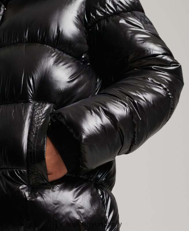 uy Superdry mujer abrigo acolchado deportivo xpd negro DT2N8Z3683 ropa