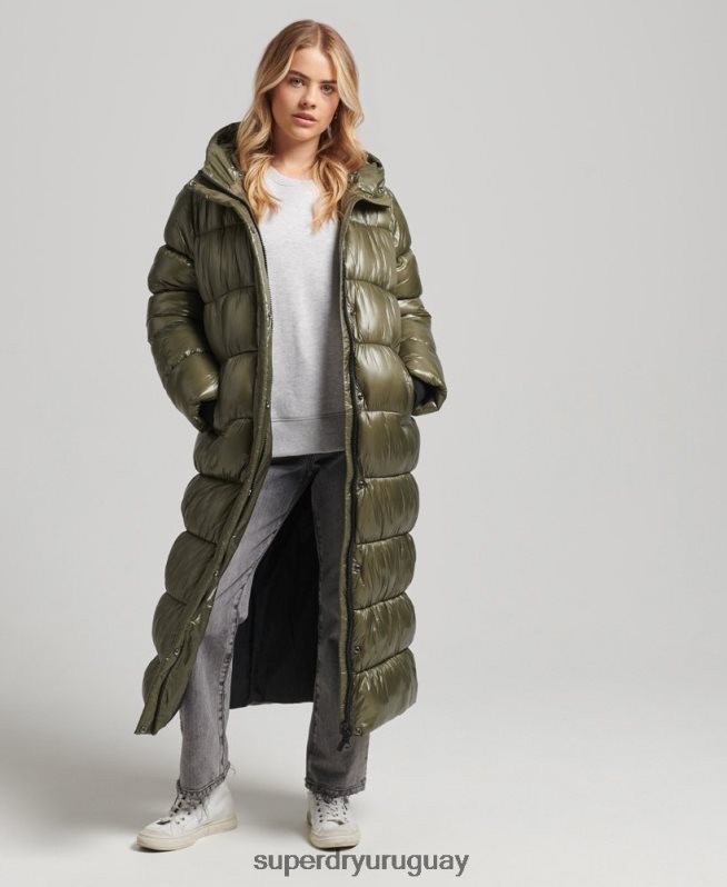 uy Superdry mujer abrigo acolchado deportivo xpd verde DT2N8Z3746 ropa