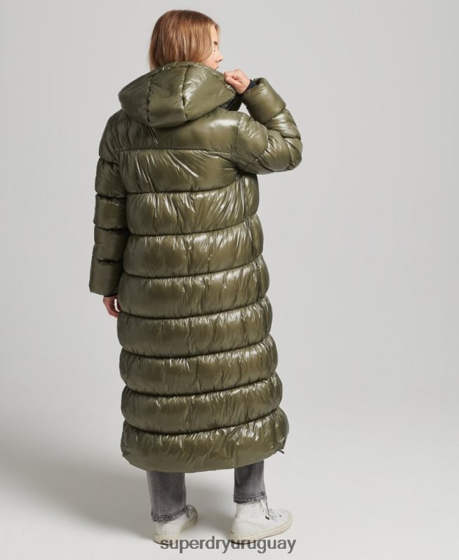 uy Superdry mujer abrigo acolchado deportivo xpd verde DT2N8Z3746 ropa