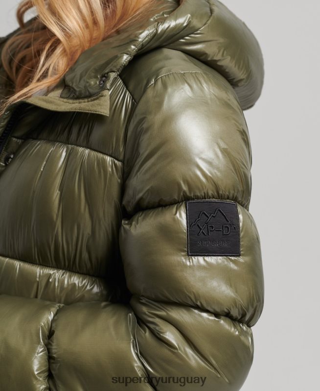 uy Superdry mujer abrigo acolchado deportivo xpd verde DT2N8Z3746 ropa