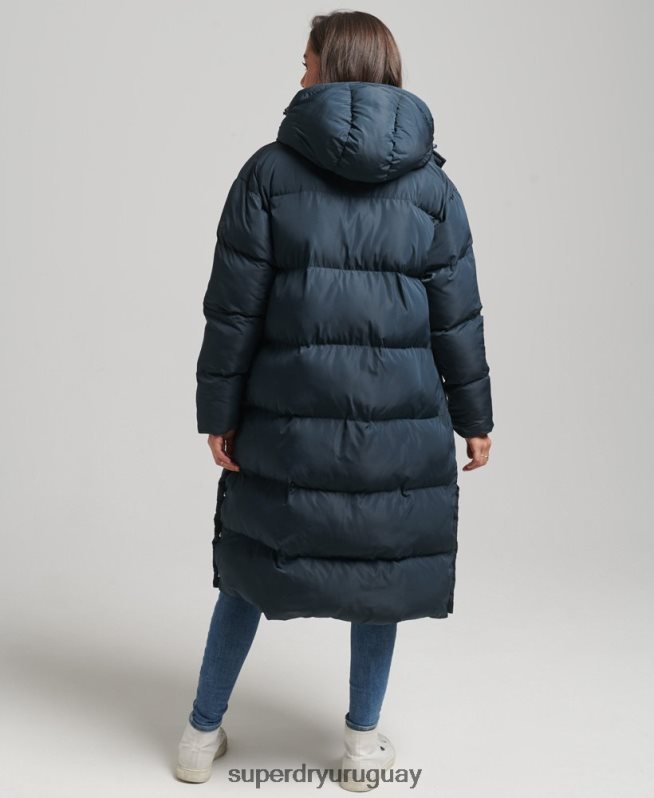 uy Superdry mujer abrigo acolchado largo con capucha Armada DT2N8Z3744 ropa