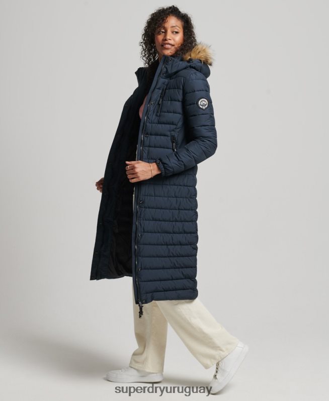 uy Superdry mujer abrigo acolchado ligero de piel sintética con capucha Armada DT2N8Z3622 ropa