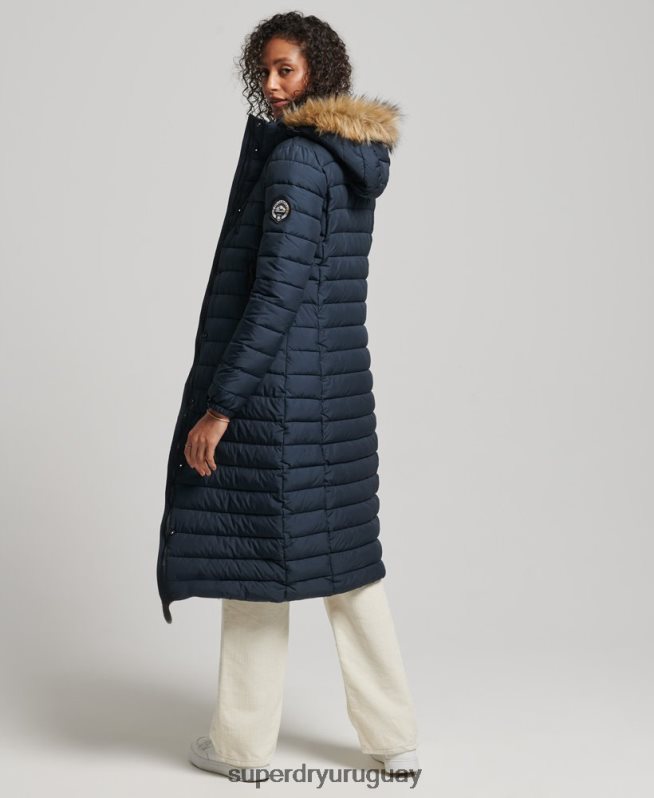 uy Superdry mujer abrigo acolchado ligero de piel sintética con capucha Armada DT2N8Z3622 ropa
