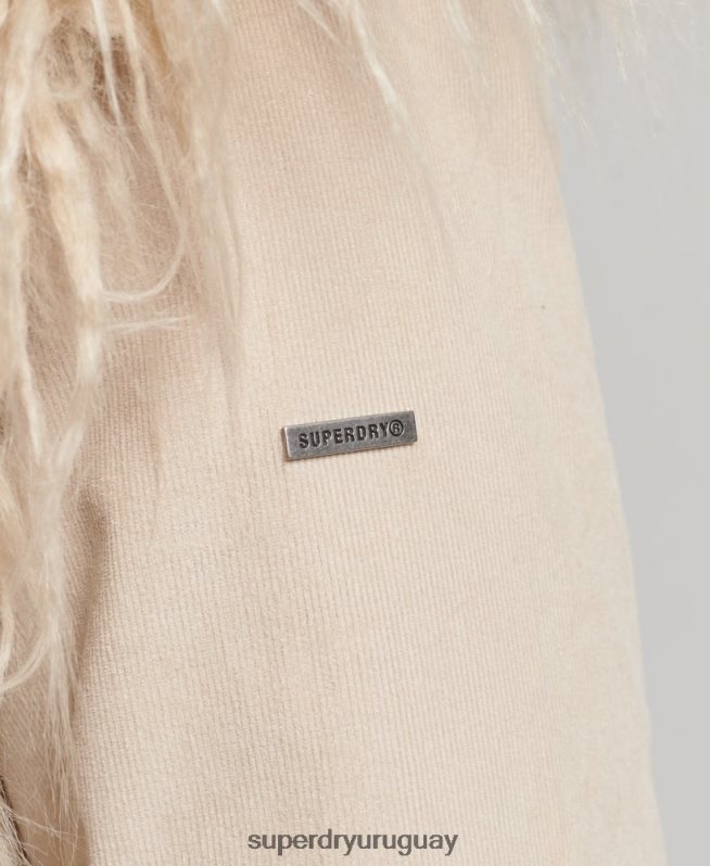 uy Superdry mujer abrigo afgano con forro de piel sintética marrón DT2N8Z3721 ropa
