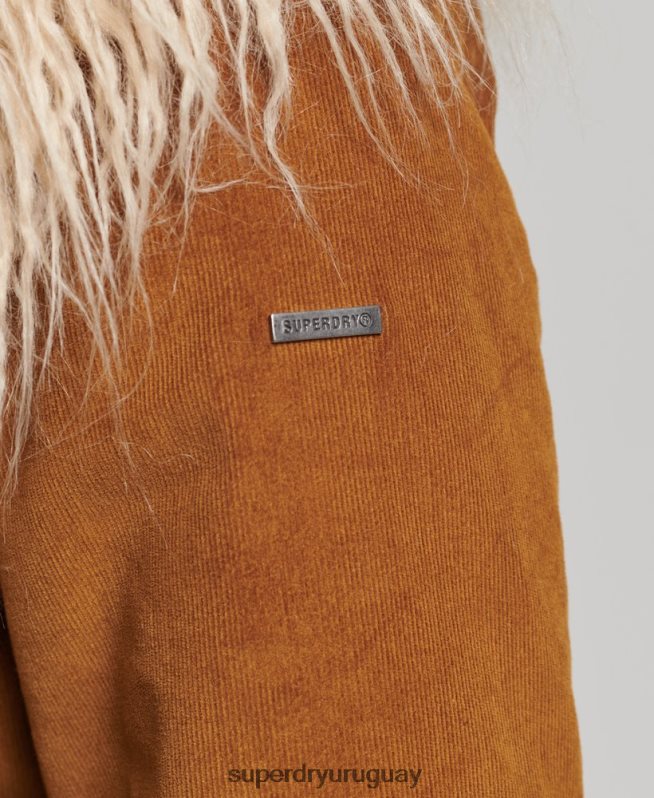 uy Superdry mujer abrigo afgano con forro de piel sintética marrón DT2N8Z3737 ropa