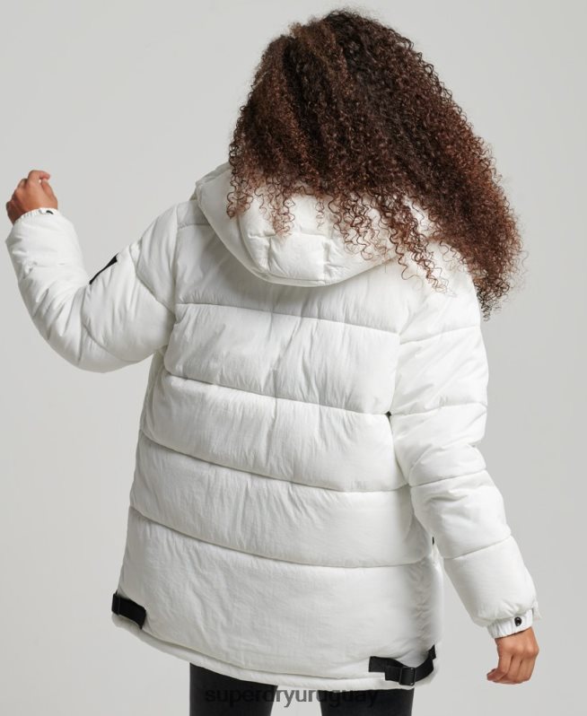 uy Superdry mujer abrigo capitonado capullo expedición blanco DT2N8Z3791 ropa