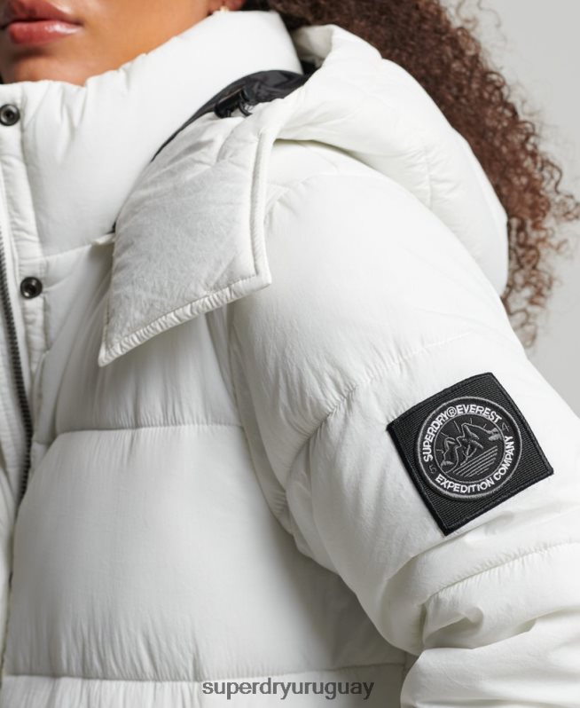 uy Superdry mujer abrigo capitonado capullo expedición blanco DT2N8Z3791 ropa