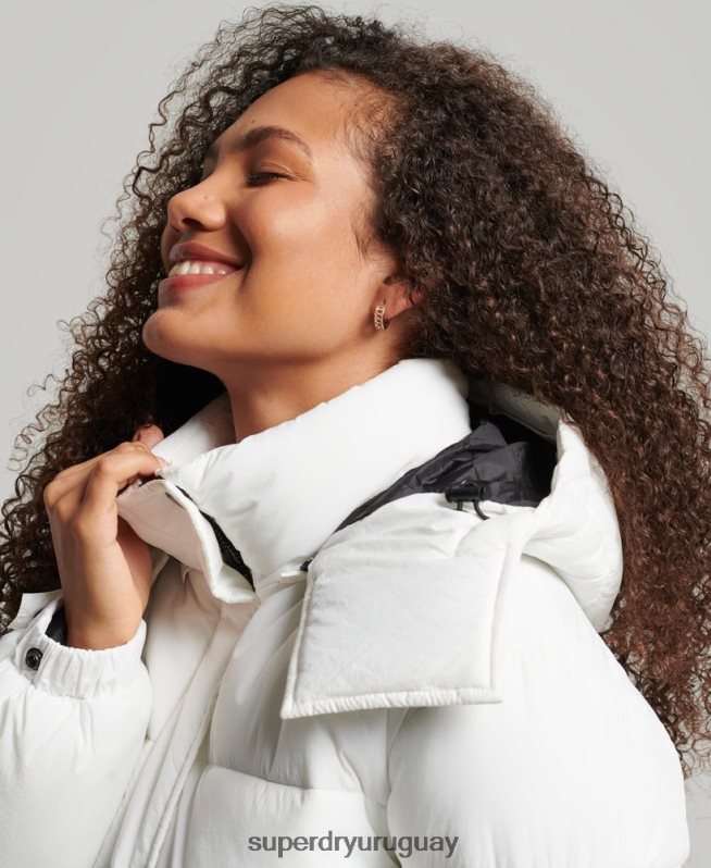 uy Superdry mujer abrigo capitonado capullo expedición blanco DT2N8Z3791 ropa