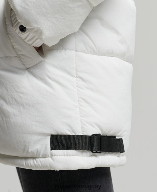 uy Superdry mujer abrigo capitonado capullo expedición blanco DT2N8Z3791 ropa