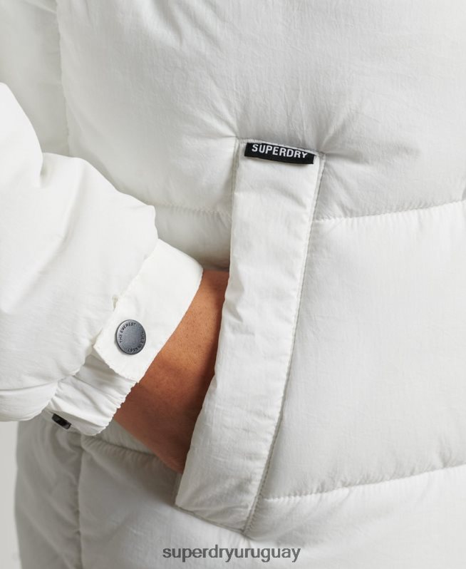 uy Superdry mujer abrigo capitonado capullo expedición blanco DT2N8Z3791 ropa