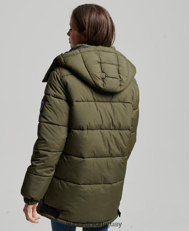 uy Superdry mujer abrigo capitonado capullo expedición caqui DT2N8Z3644 ropa