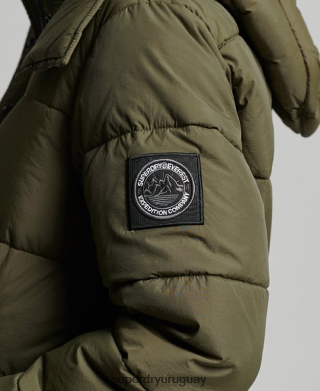 uy Superdry mujer abrigo capitonado capullo expedición caqui DT2N8Z3644 ropa