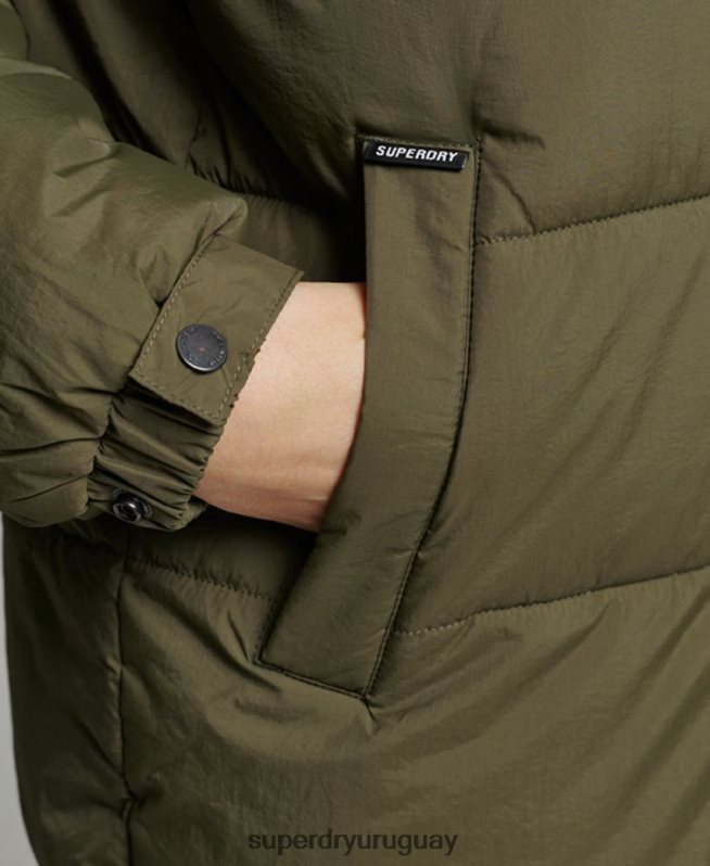 uy Superdry mujer abrigo capitonado capullo expedición caqui DT2N8Z3644 ropa