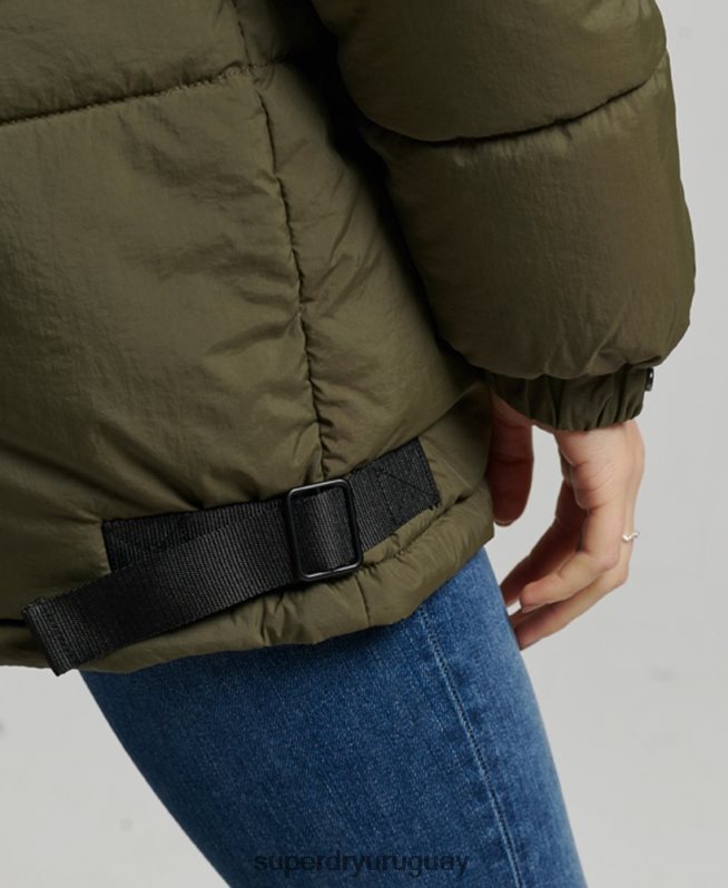 uy Superdry mujer abrigo capitonado capullo expedición caqui DT2N8Z3644 ropa