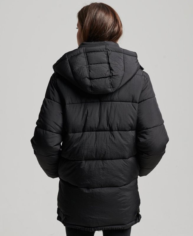 uy Superdry mujer abrigo capitonado capullo expedición negro DT2N8Z3597 ropa