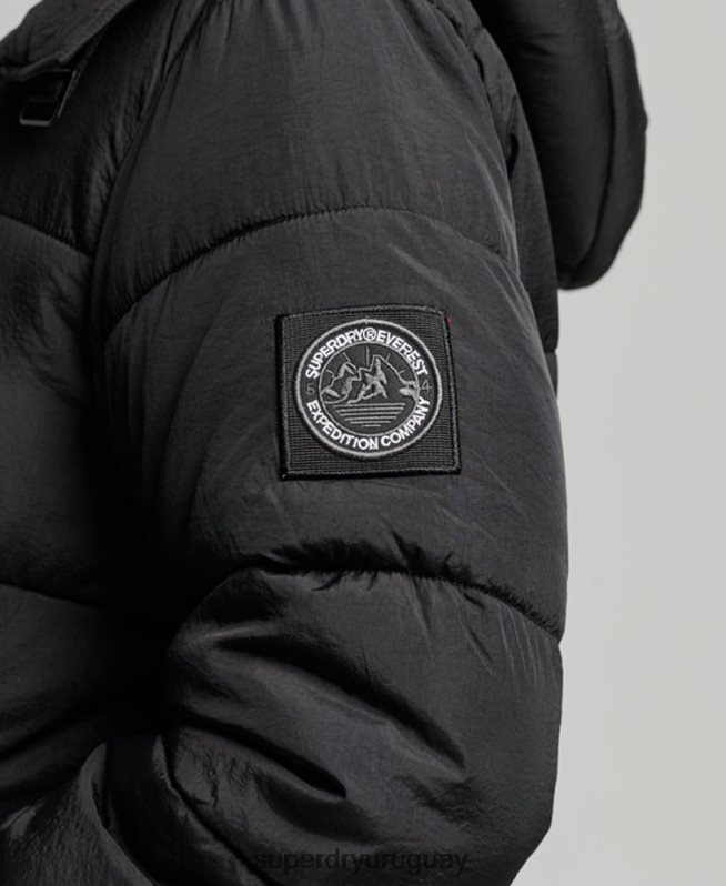 uy Superdry mujer abrigo capitonado capullo expedición negro DT2N8Z3597 ropa