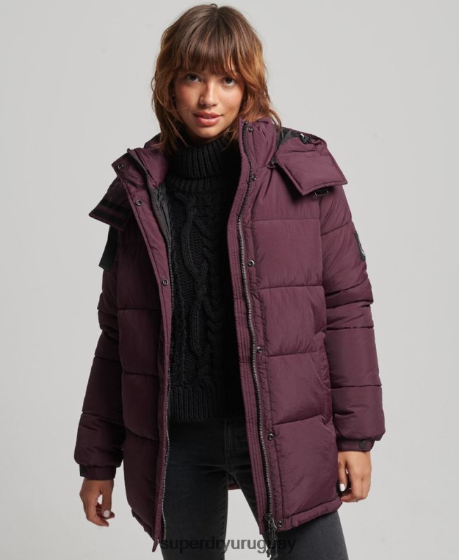 uy Superdry mujer abrigo capitonado capullo expedición rojo DT2N8Z3624 ropa