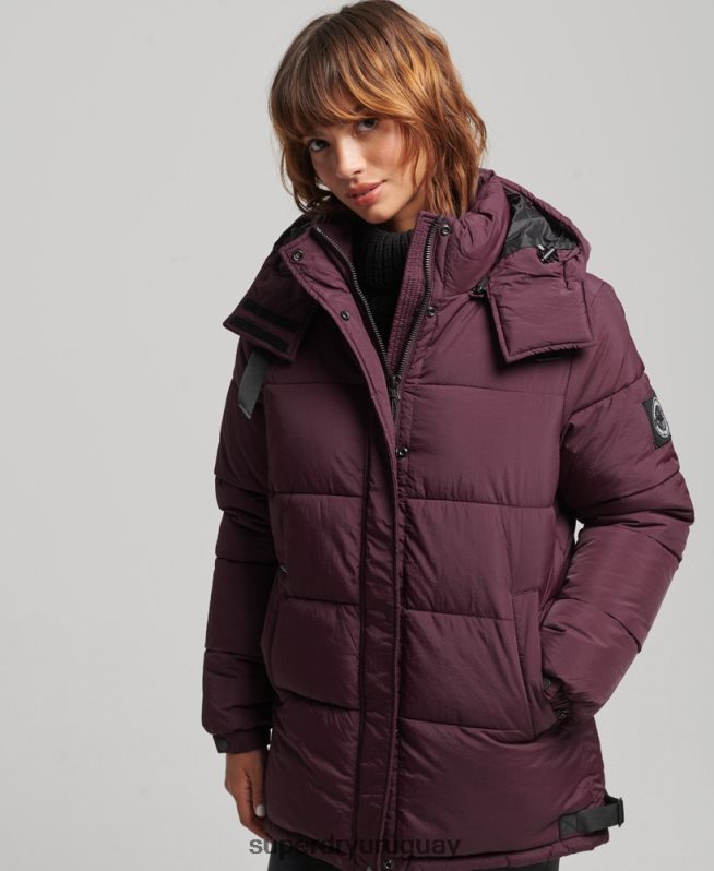uy Superdry mujer abrigo capitonado capullo expedición rojo DT2N8Z3624 ropa