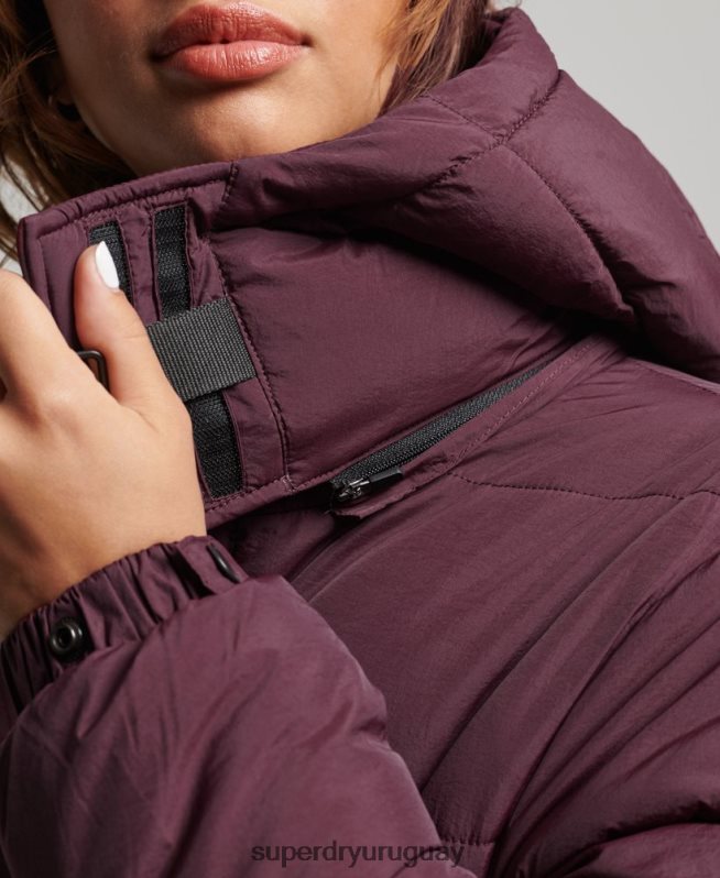 uy Superdry mujer abrigo capitonado capullo expedición rojo DT2N8Z3624 ropa