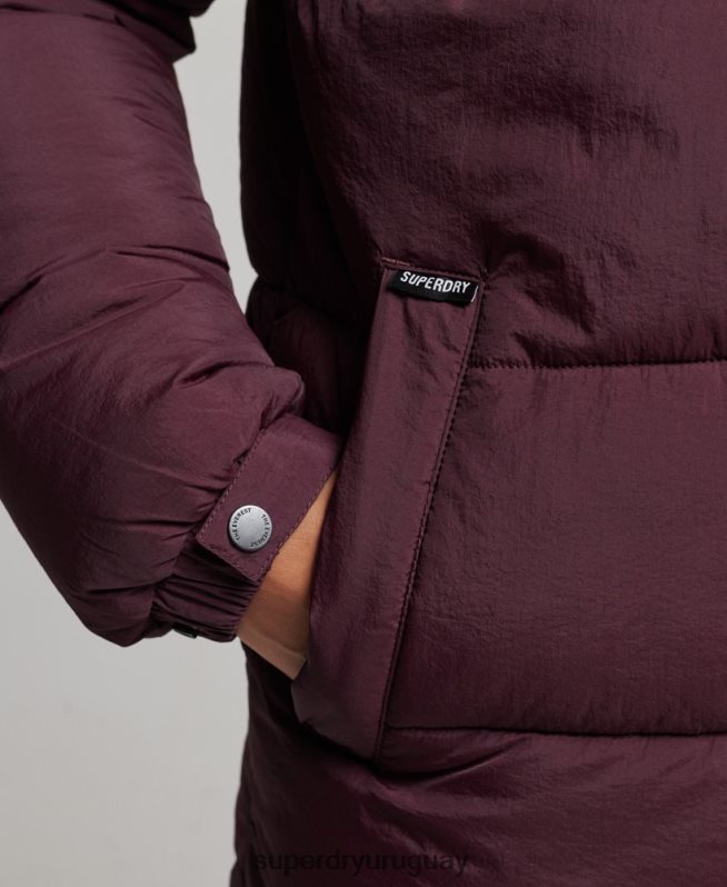 uy Superdry mujer abrigo capitonado capullo expedición rojo DT2N8Z3624 ropa