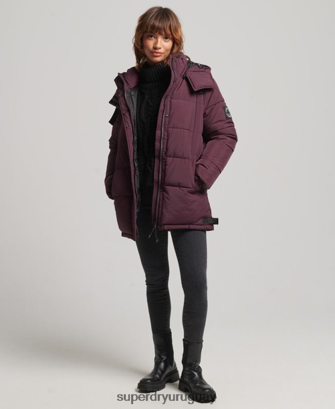 uy Superdry mujer abrigo capitonado capullo expedición rojo DT2N8Z3624 ropa