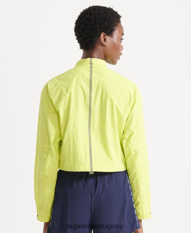 uy Superdry mujer abrigo corta resistente a la intemperie amarillo DT2N8Z5544 ropa