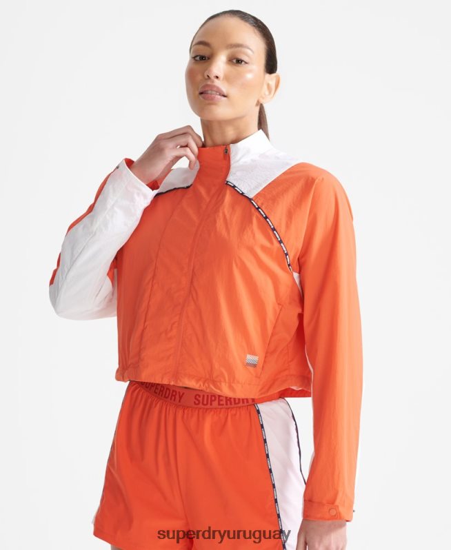 uy Superdry mujer abrigo corta resistente a la intemperie naranja DT2N8Z5594 ropa