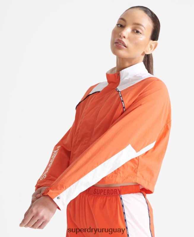 uy Superdry mujer abrigo corta resistente a la intemperie naranja DT2N8Z5594 ropa