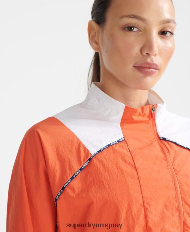 uy Superdry mujer abrigo corta resistente a la intemperie naranja DT2N8Z5594 ropa