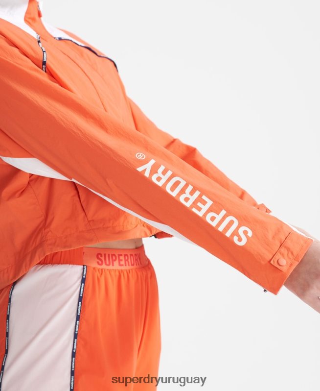 uy Superdry mujer abrigo corta resistente a la intemperie naranja DT2N8Z5594 ropa