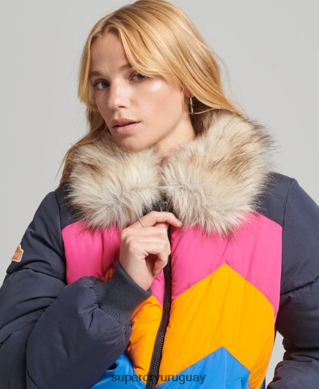 uy Superdry mujer abrigo corto acolchado con panel retro Armada DT2N8Z5429 ropa