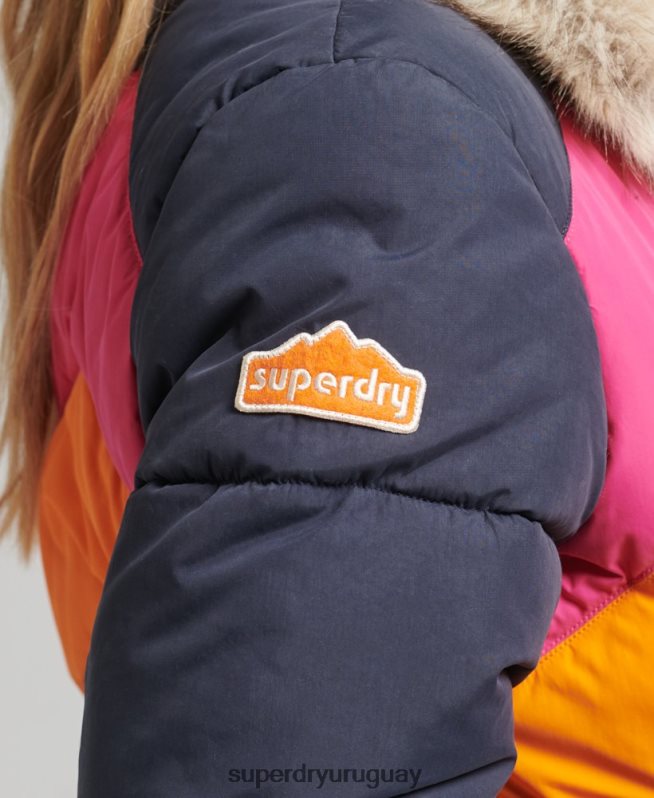 uy Superdry mujer abrigo corto acolchado con panel retro Armada DT2N8Z5429 ropa